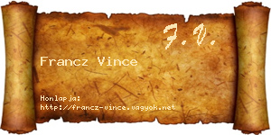 Francz Vince névjegykártya